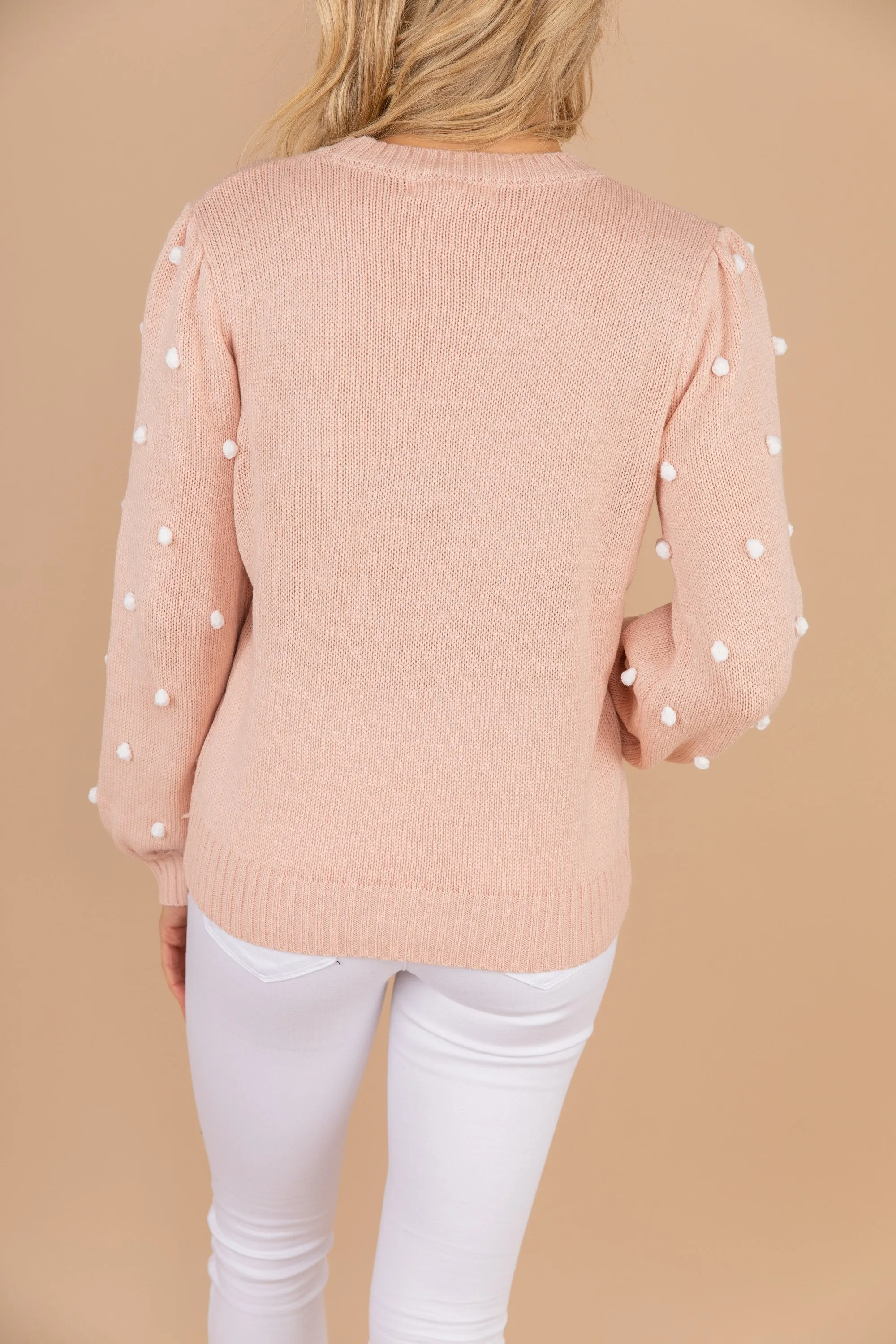 All That You Need Blush Pink Pompom Sweater
