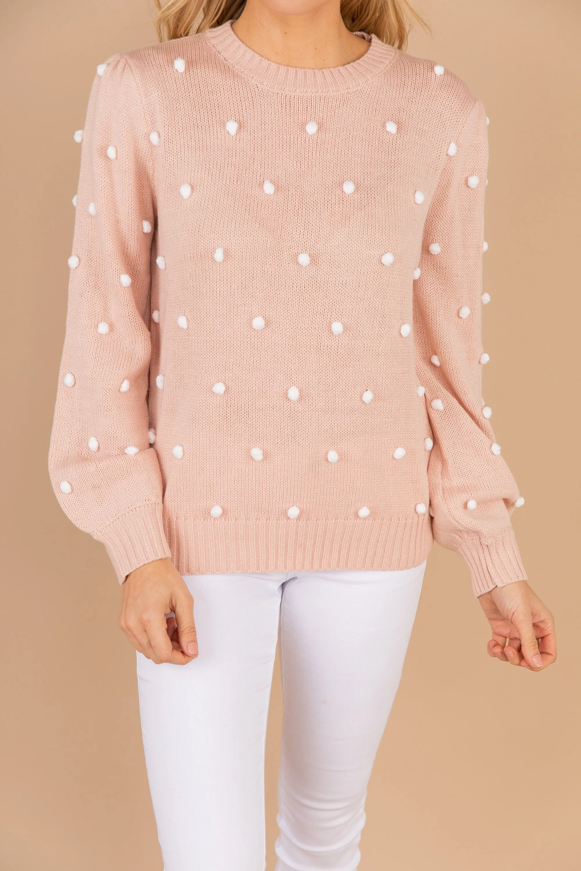 All That You Need Blush Pink Pompom Sweater