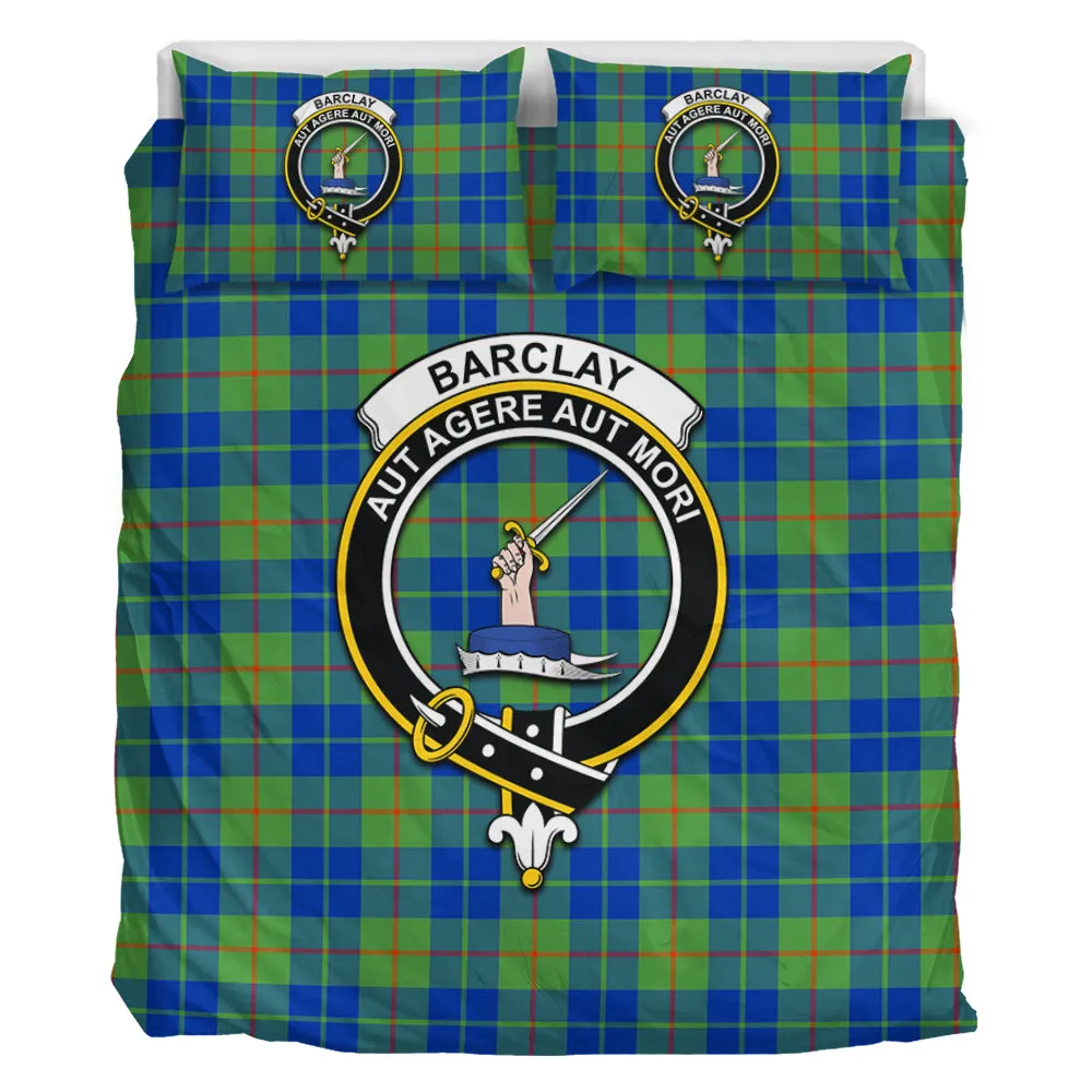 Barclay Hunting Ancient Tartan Bedding Set with Family Crest