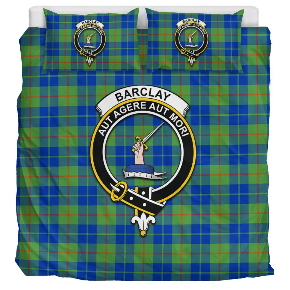 Barclay Hunting Ancient Tartan Bedding Set with Family Crest