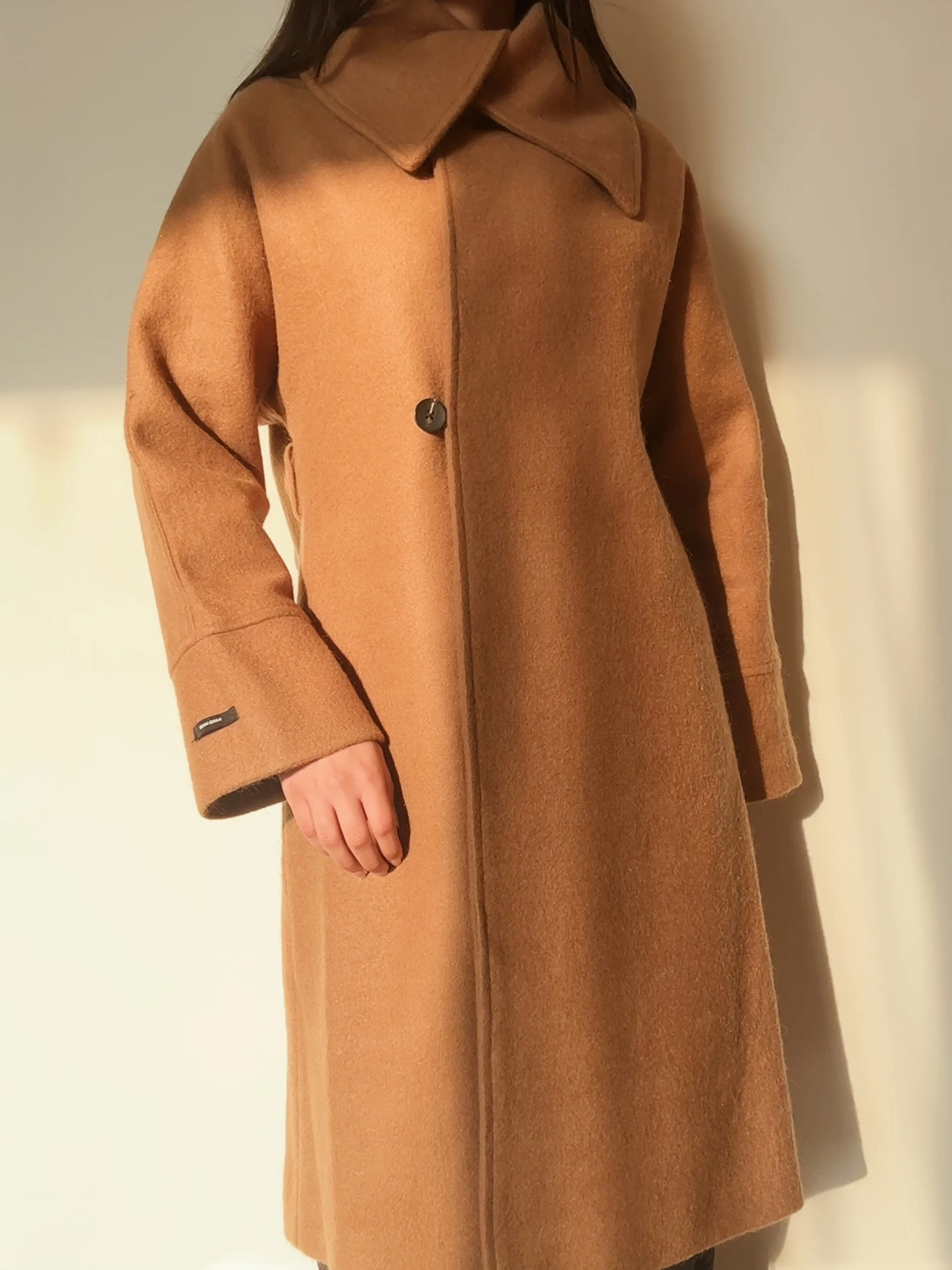 Beige Midi Coat (49% wool)