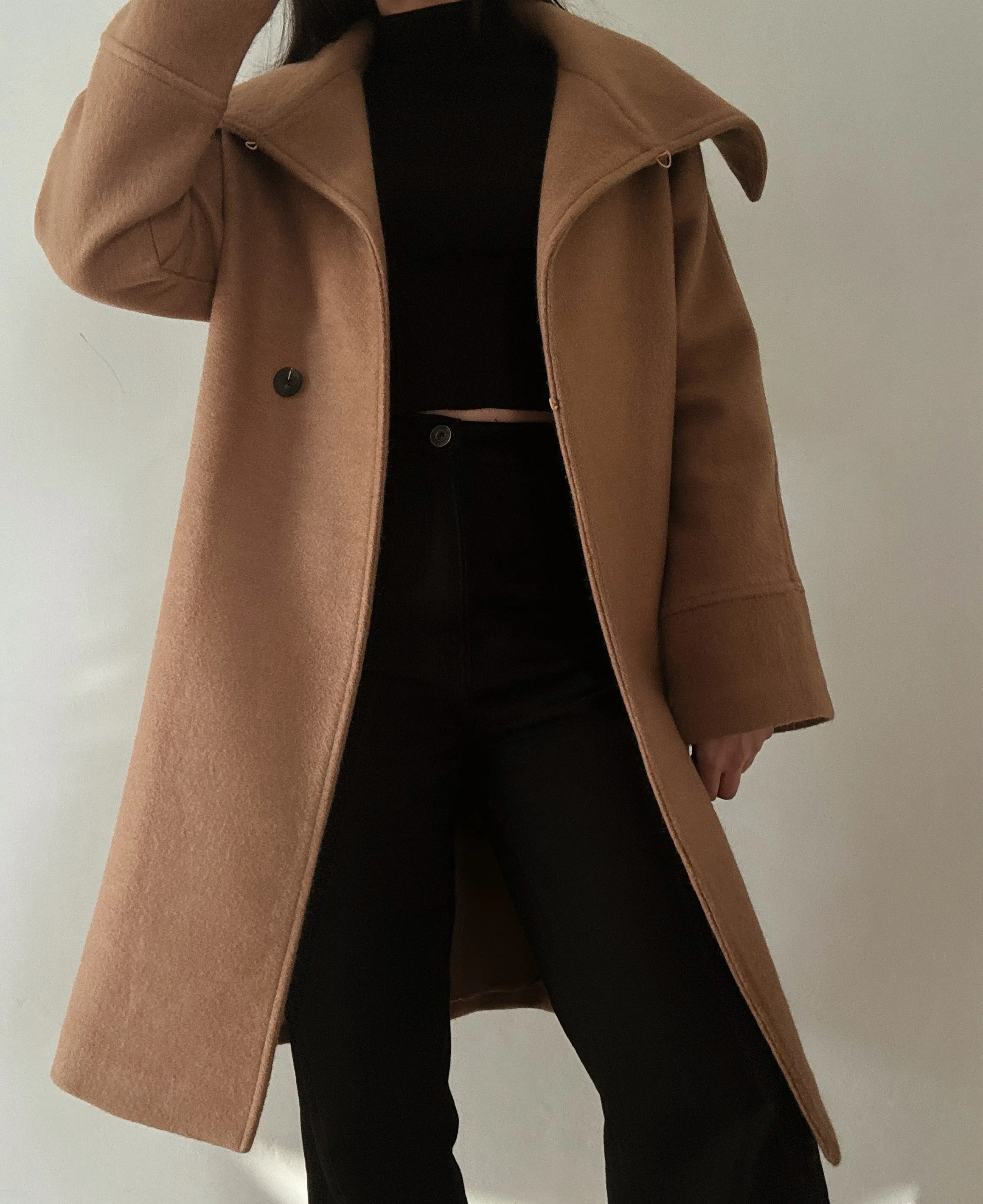 Beige Midi Coat (49% wool)