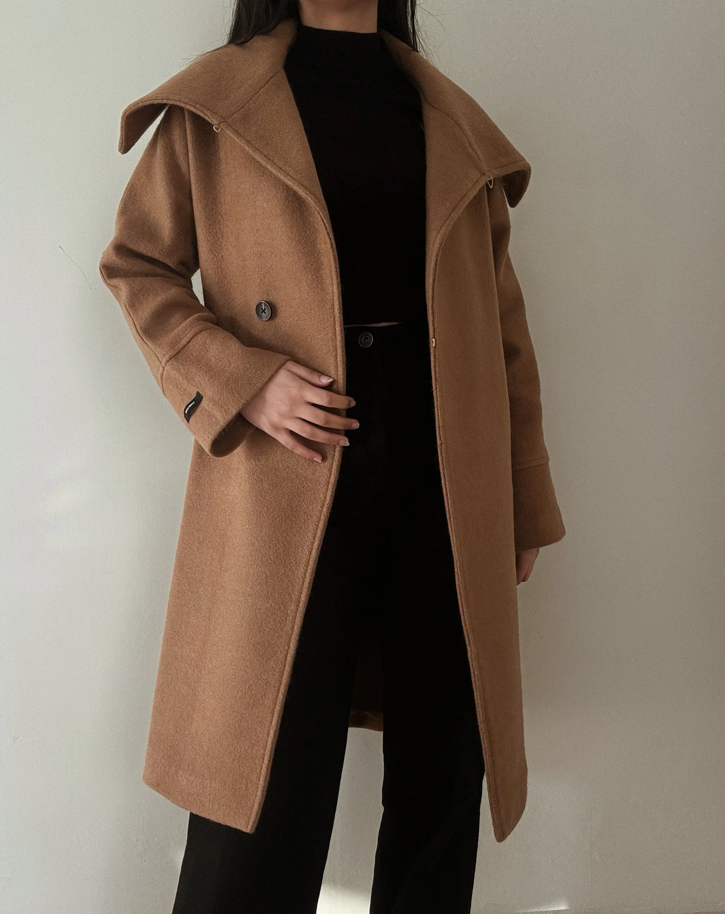 Beige Midi Coat (49% wool)