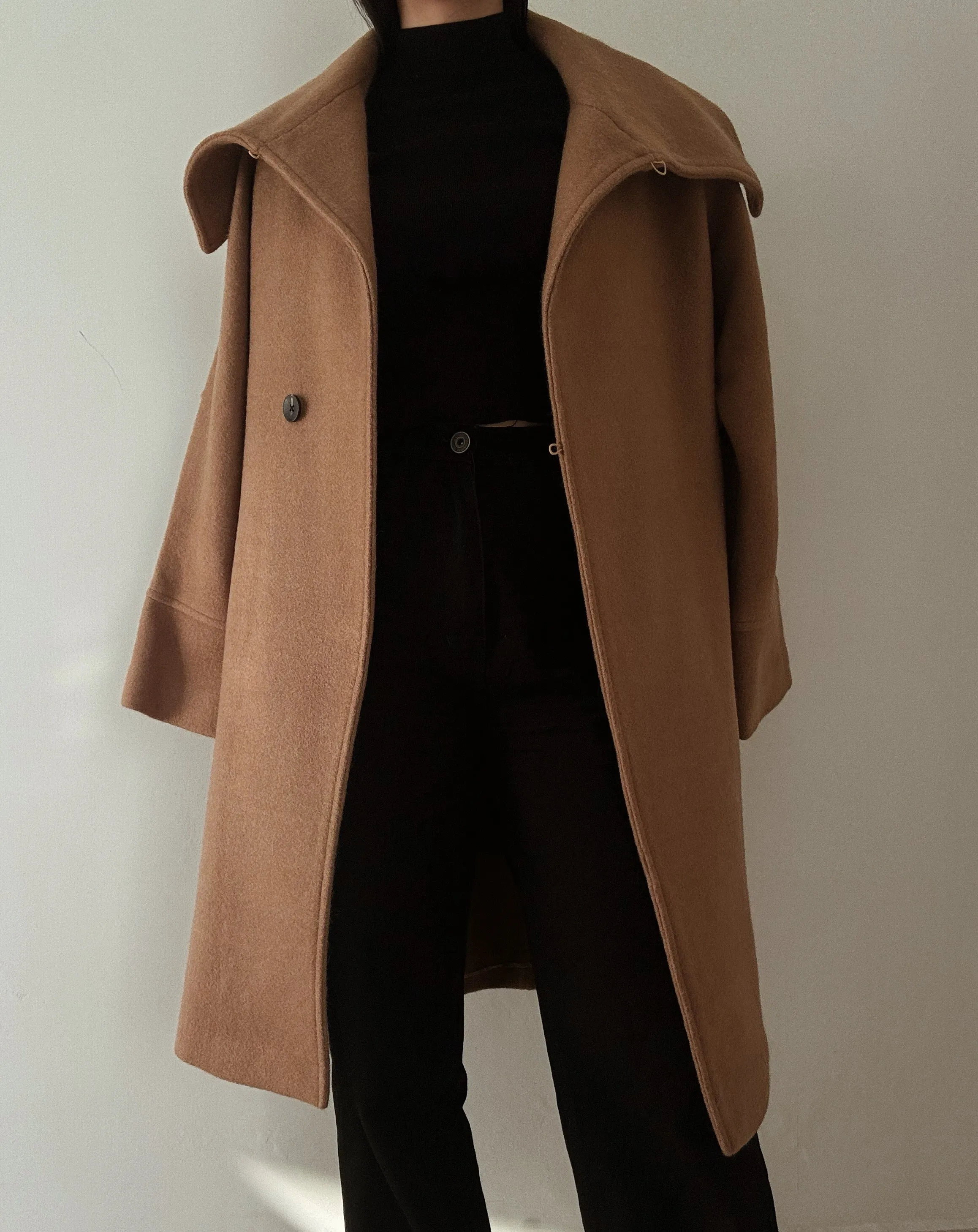 Beige Midi Coat (49% wool)