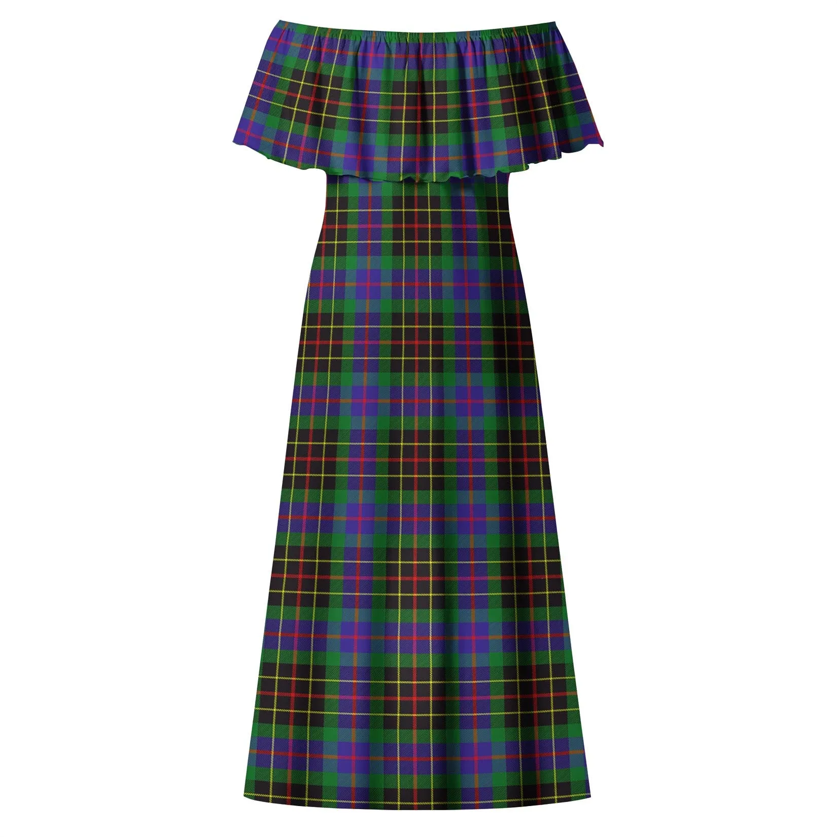 Brodie Hunting Modern Tartan Off Shoulder Long Dress