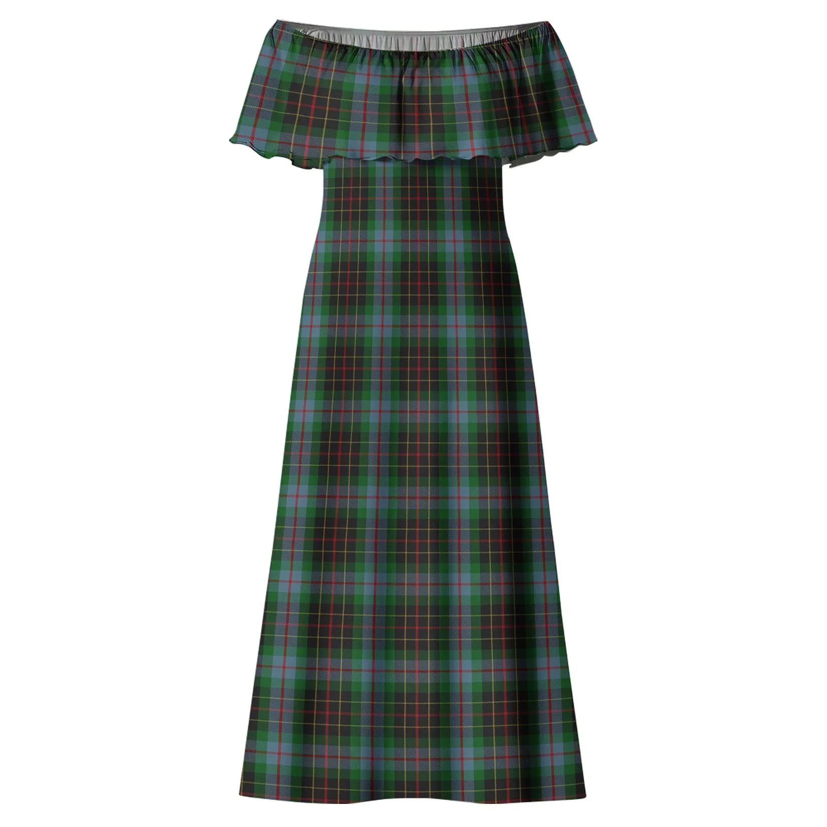 Brodie Hunting Tartan Off Shoulder Long Dress