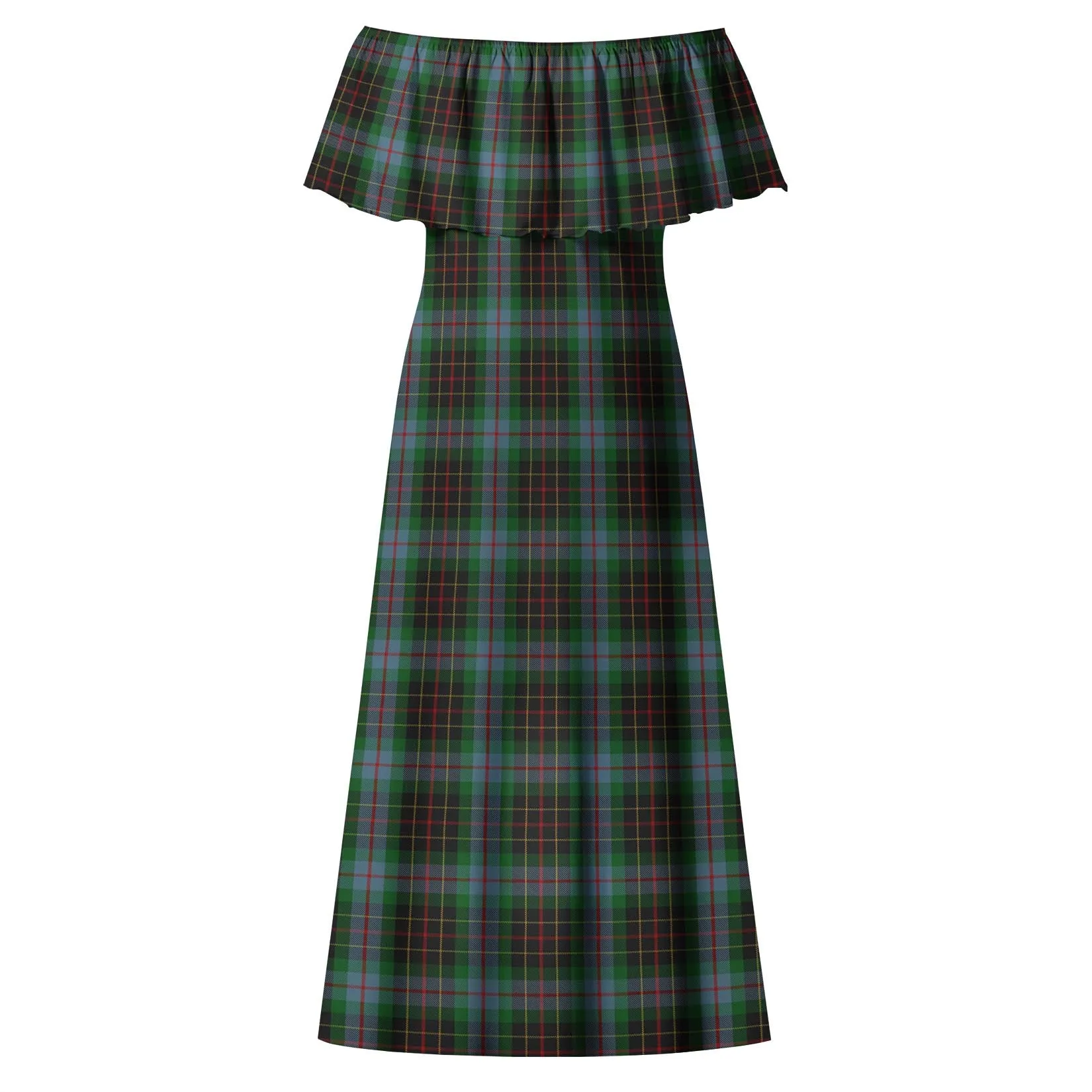 Brodie Hunting Tartan Off Shoulder Long Dress