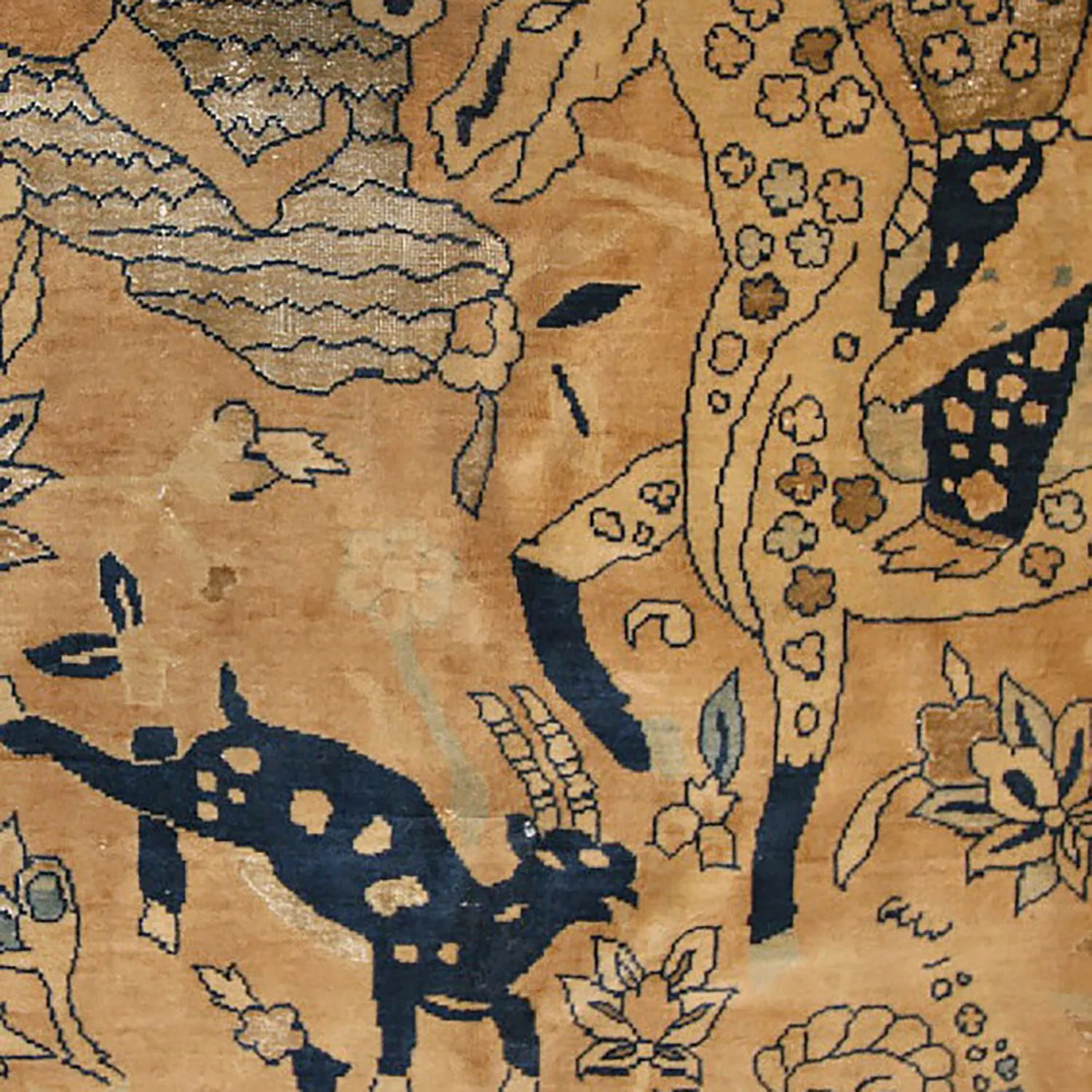 Brown Antique Wool Silk Blend Rug - 12'5" x 16'5"
