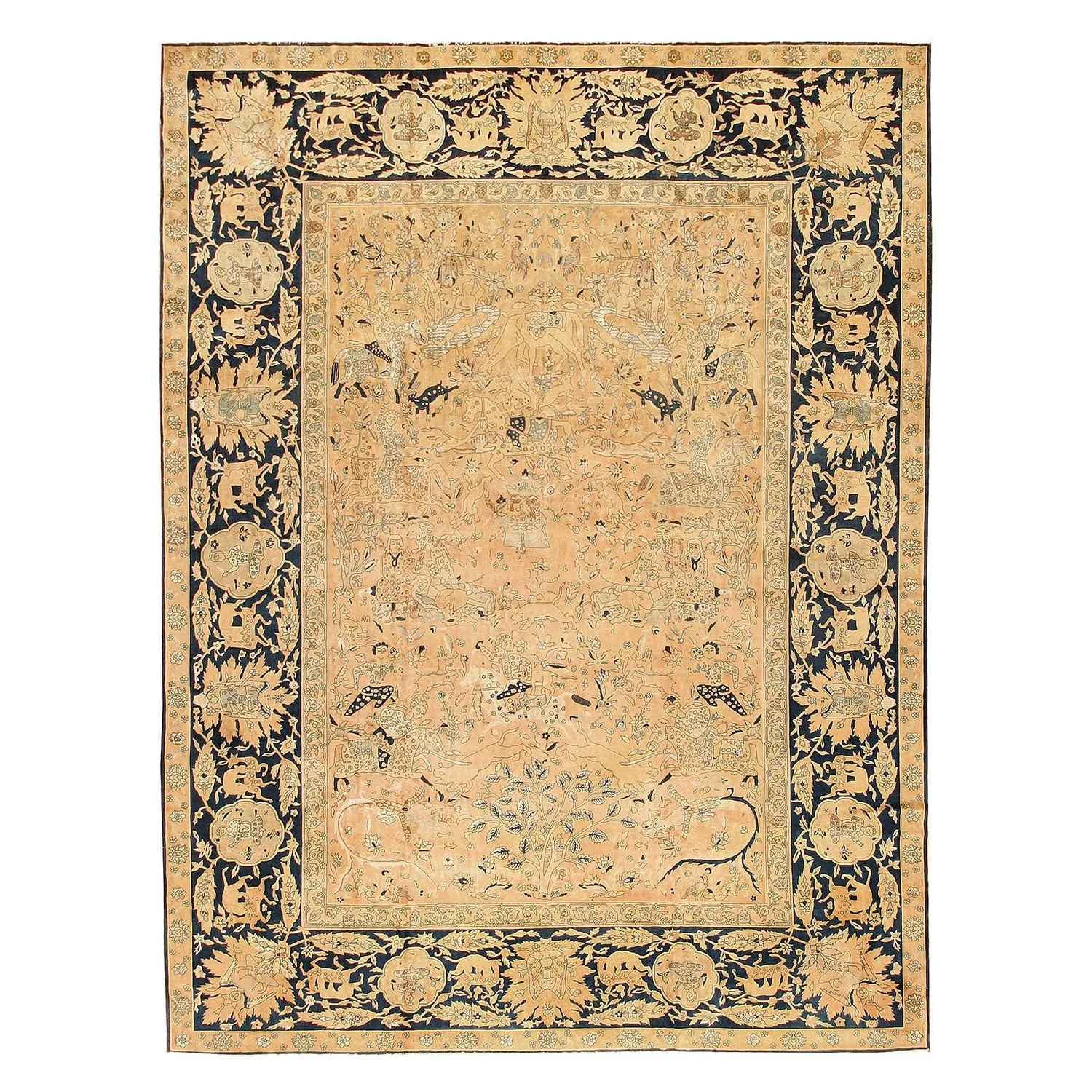Brown Antique Wool Silk Blend Rug - 12'5" x 16'5"
