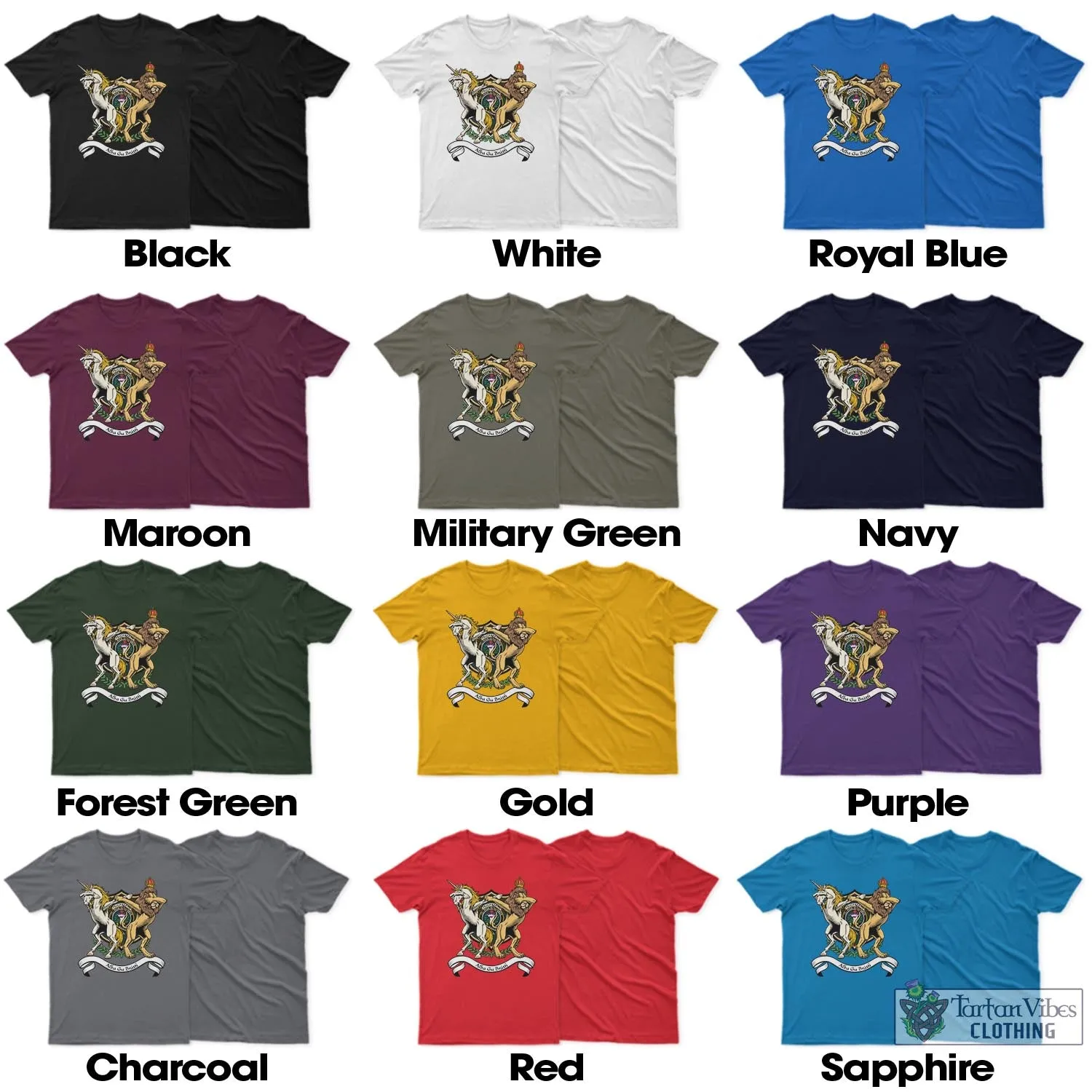 Buchanan Hunting Family Crest Cotton Men's T-Shirt with Scotland Royal Coat Of Arm Funny Style