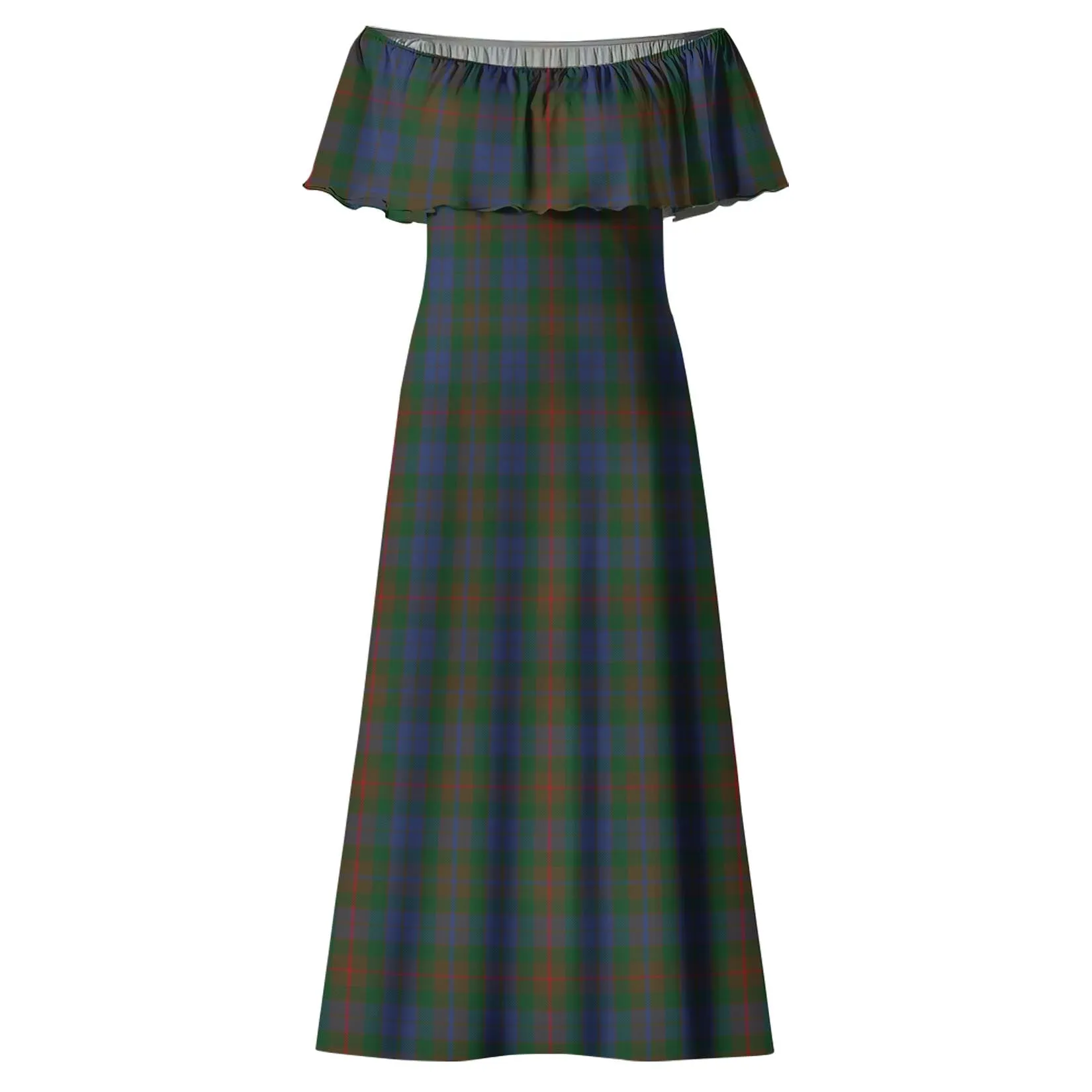 Buchanan Hunting Tartan Off Shoulder Long Dress