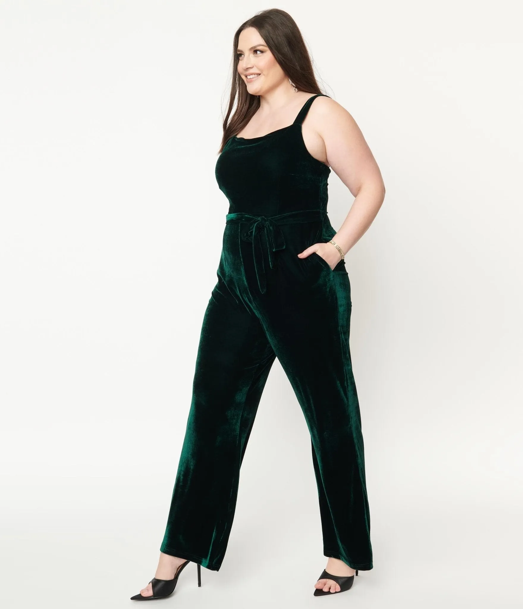 Collectif Plus Size Emerald Velvet Joan Jumpsuit