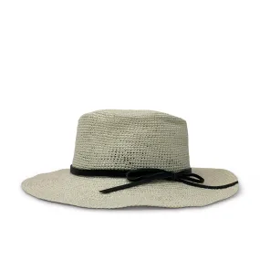 Crochet Hat With Black Leather Tie
