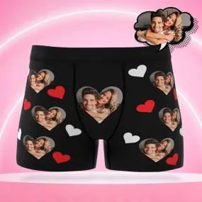 Custom Men's Boxer Shorts Avatar Heart Shaped Underwear Gift for Couple