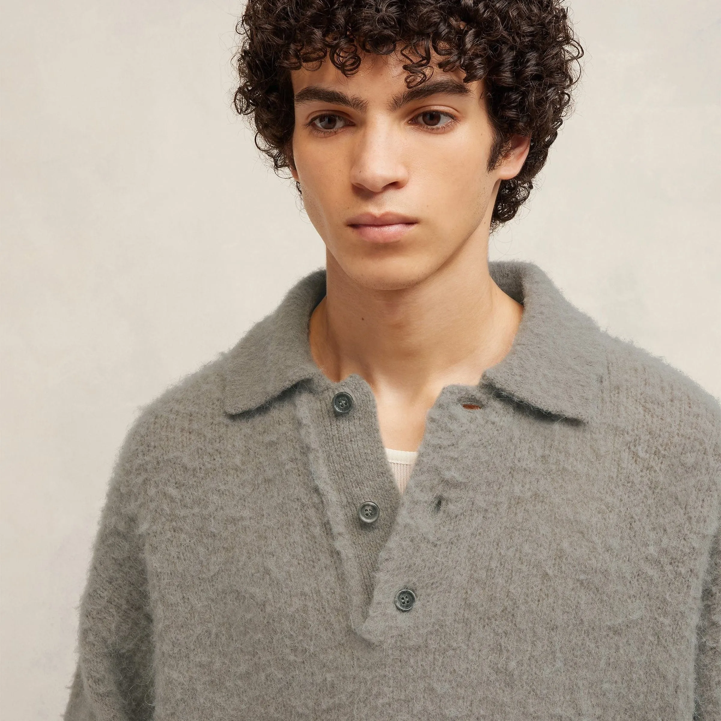 HAIRY POLO SWEATER