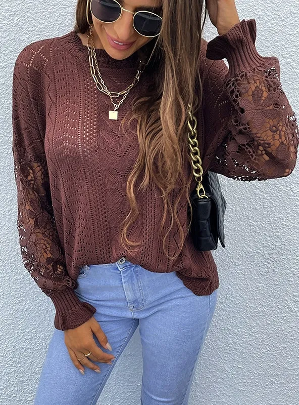 Hollow Shirt Petal Sleeve Sweater