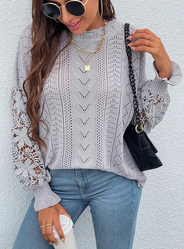 Hollow Shirt Petal Sleeve Sweater