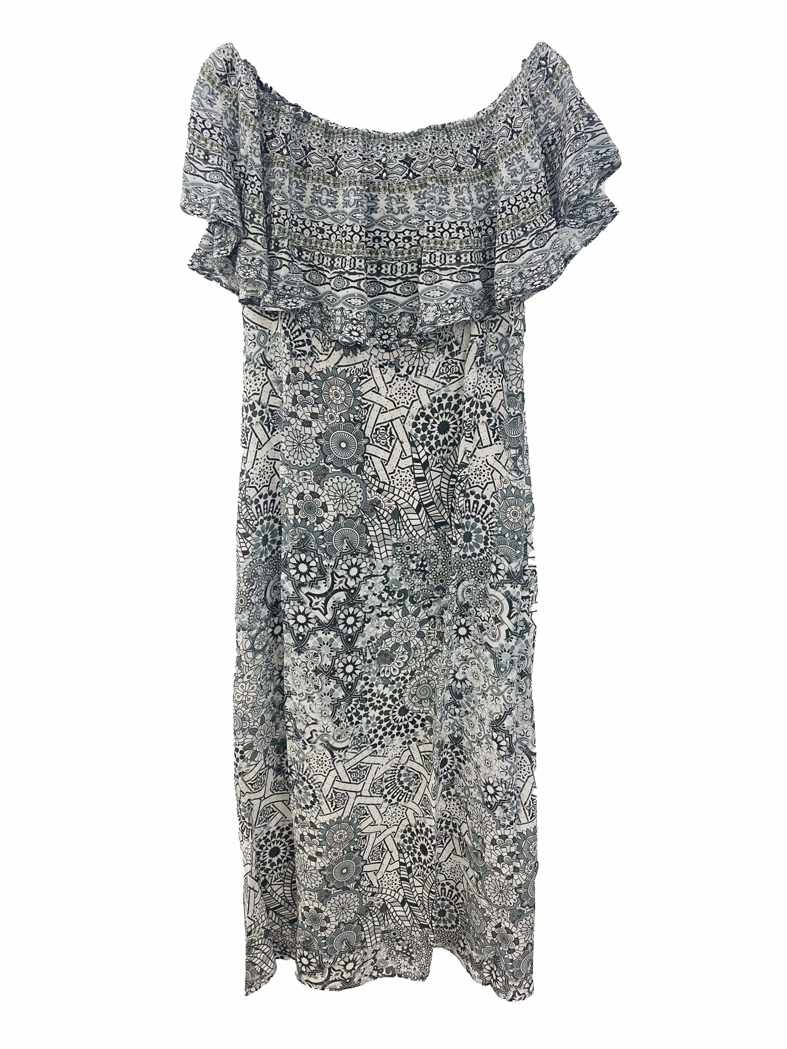 Inoa Casablanca Frill Neck Silk Maxi Dress
