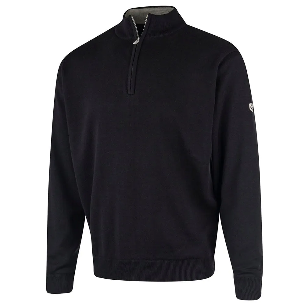 Island Green Lined Knitted Sweater With Pop Zip - Black
