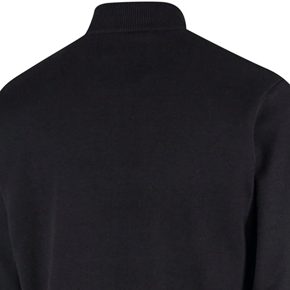 Island Green Lined Knitted Sweater With Pop Zip - Black