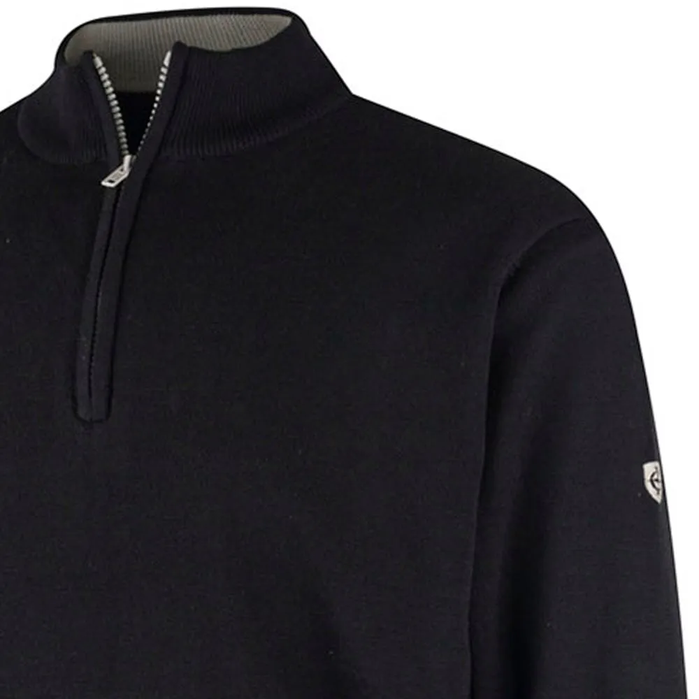 Island Green Lined Knitted Sweater With Pop Zip - Black