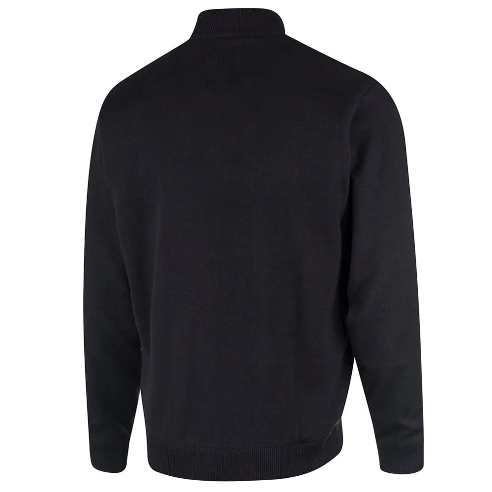 Island Green Lined Knitted Sweater With Pop Zip - Black
