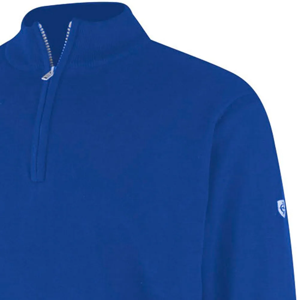 Island Green Lined Knitted Sweater With Pop Zip - Royal Blue