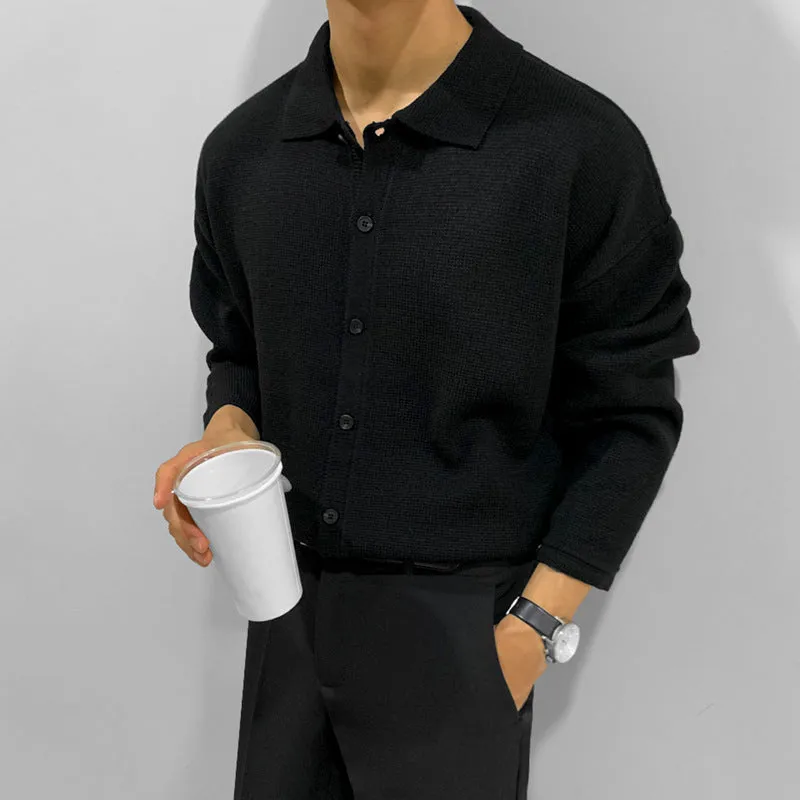Jinquedai semi formal men outfit Myq Autumn New Knitted Cardigan Men's Loose Korean Style Trendy Casual Lapel Polo Outer Sweater Coat