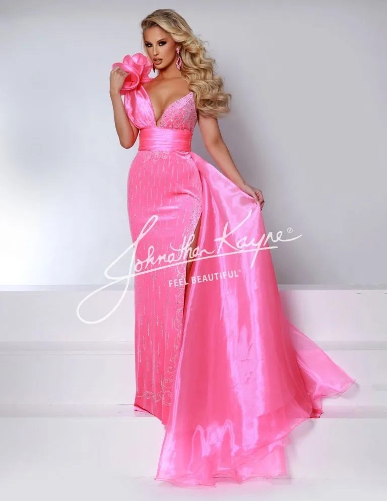 Johnathan Kayne Overskirt 2 Size 12 Red One Shoulder Ruffle Pageant Overskirt Organza Formal Accessory