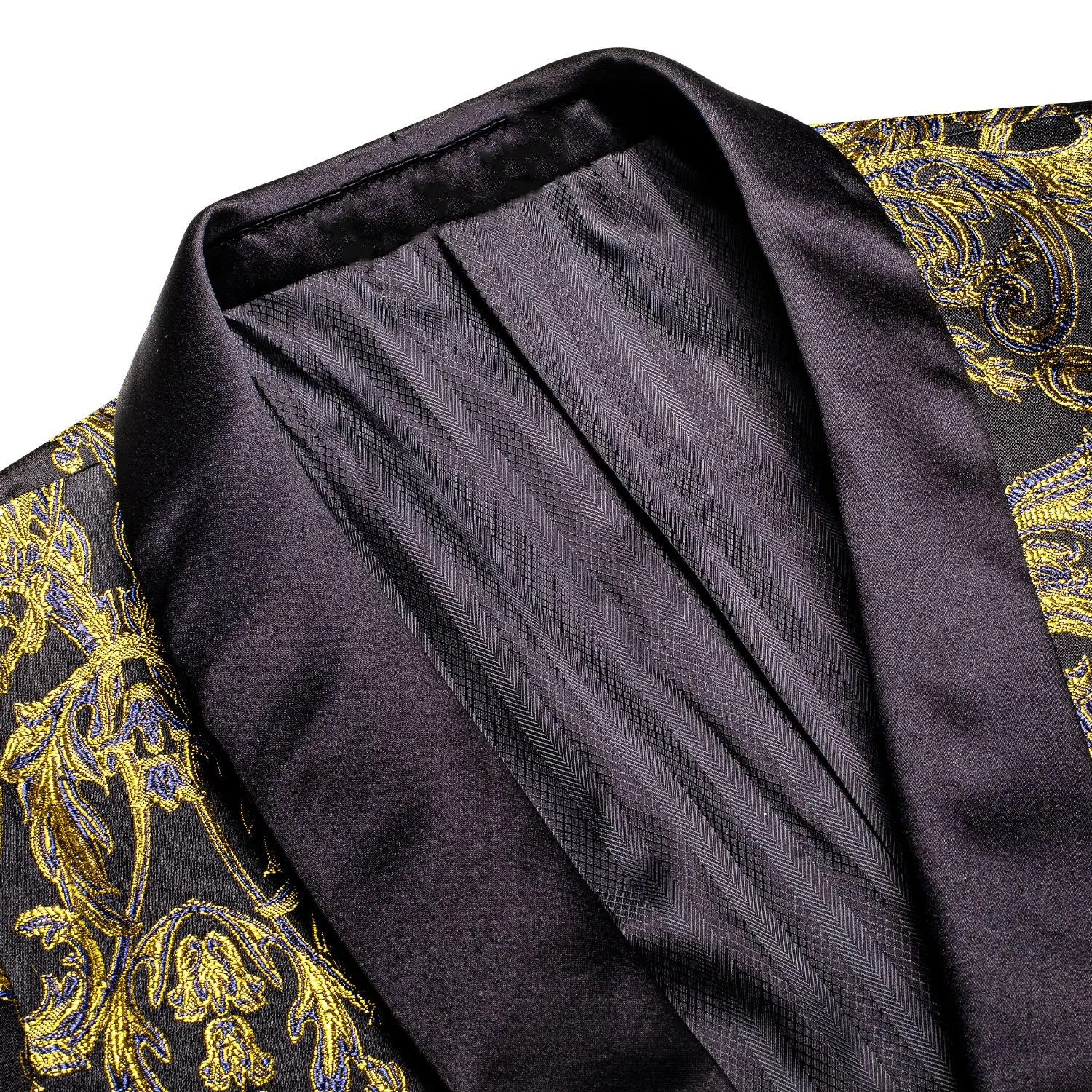 Luxury Black Golden Embroidered Floral Men's Suit for Party