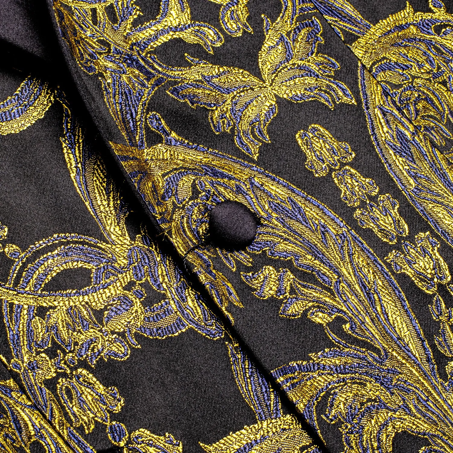 Luxury Black Golden Embroidered Floral Men's Suit for Party