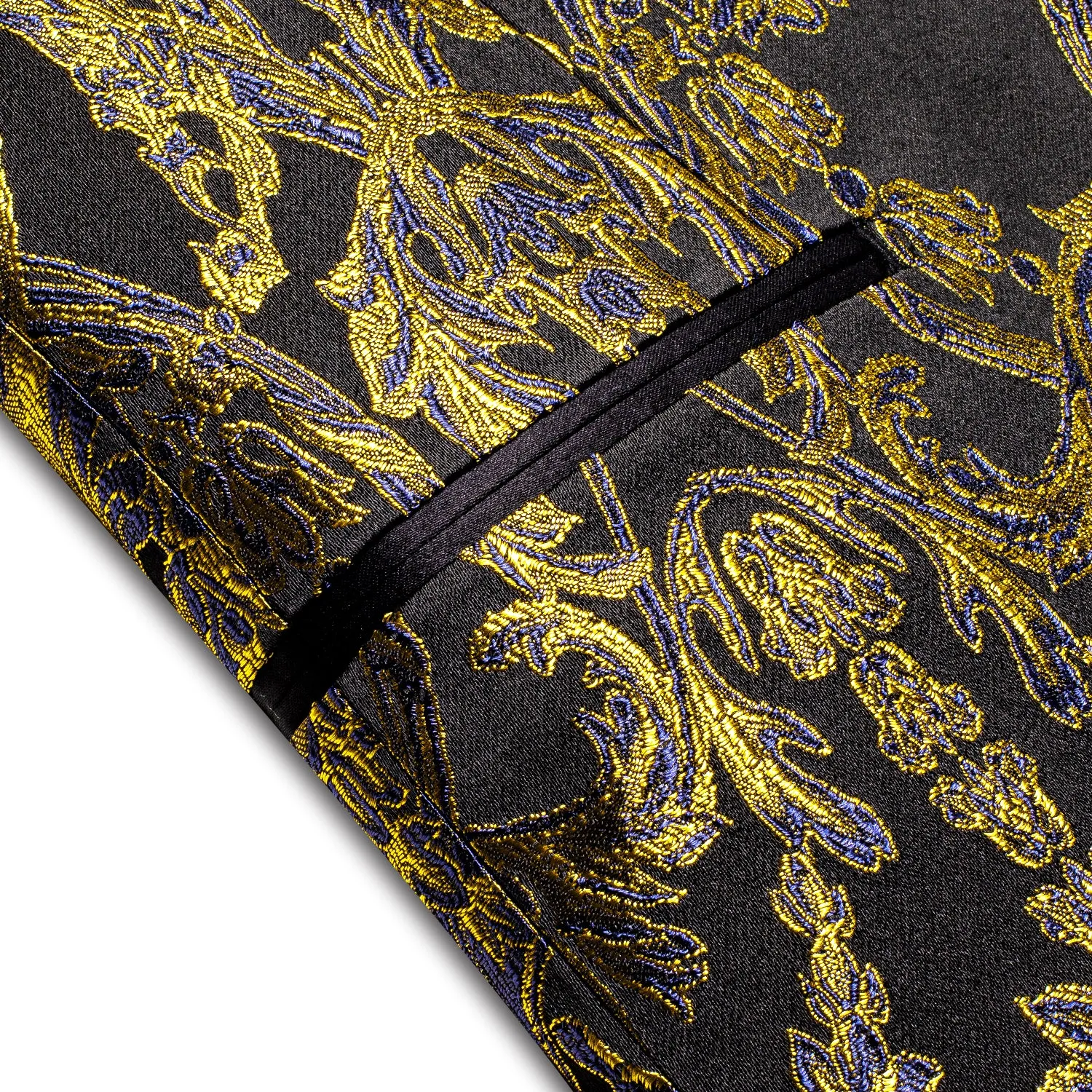Luxury Black Golden Embroidered Floral Men's Suit for Party