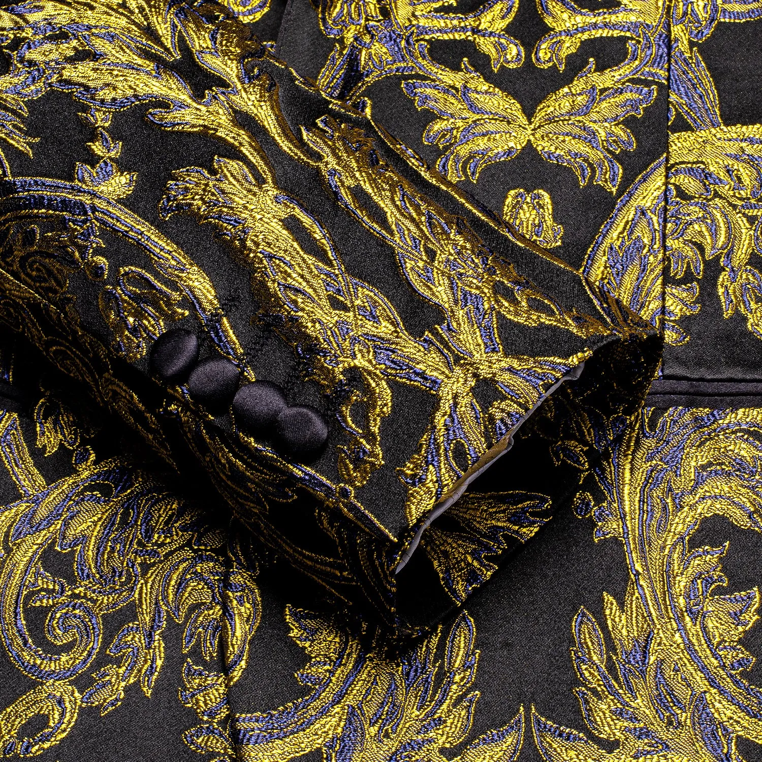 Luxury Black Golden Embroidered Floral Men's Suit for Party