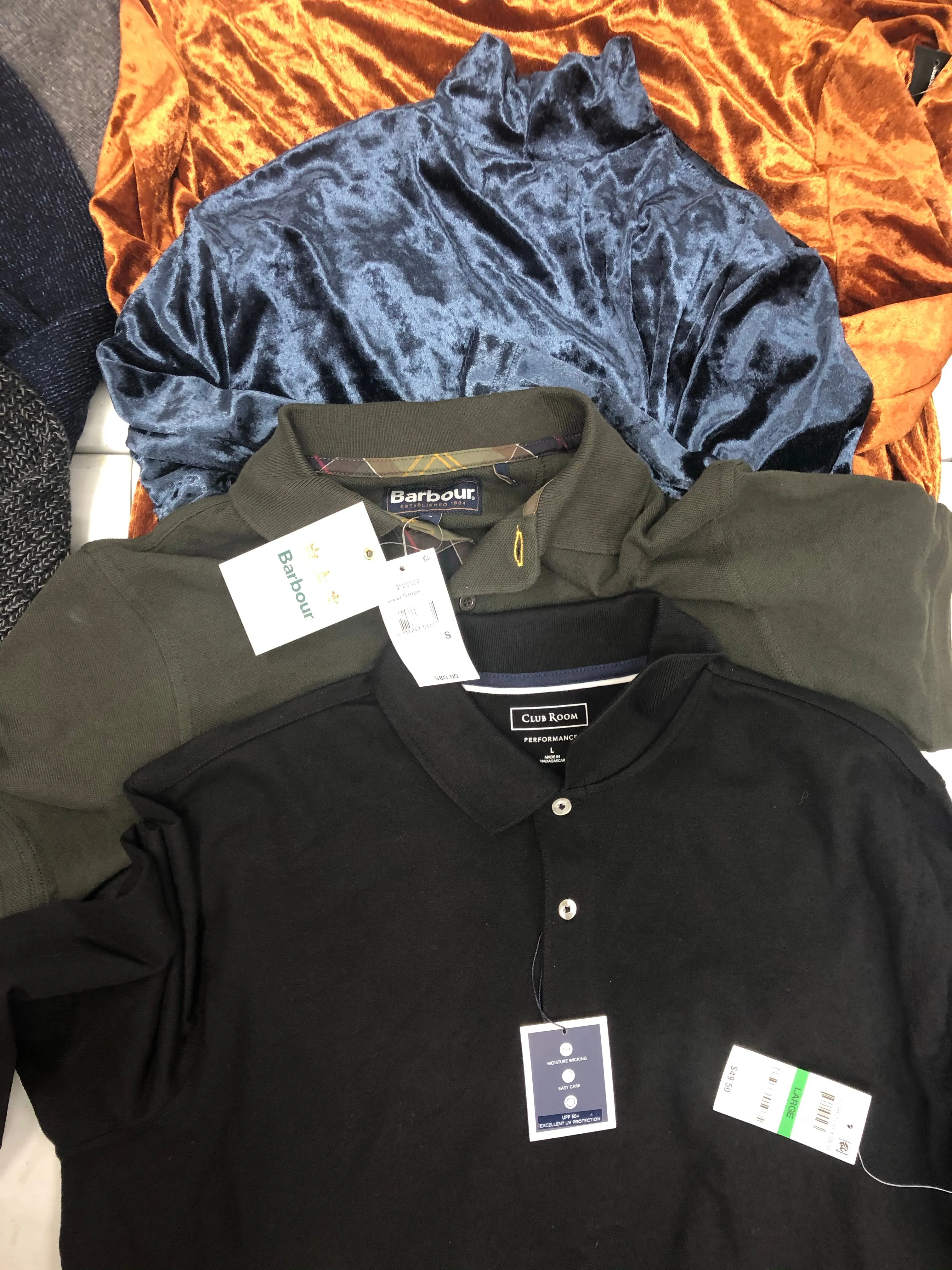 Men's Clothing Top Wholesale Lot, Barbour , Dylan Gray, INC, and more, 9 Units, Shelf Pulls, MSRP $855.49