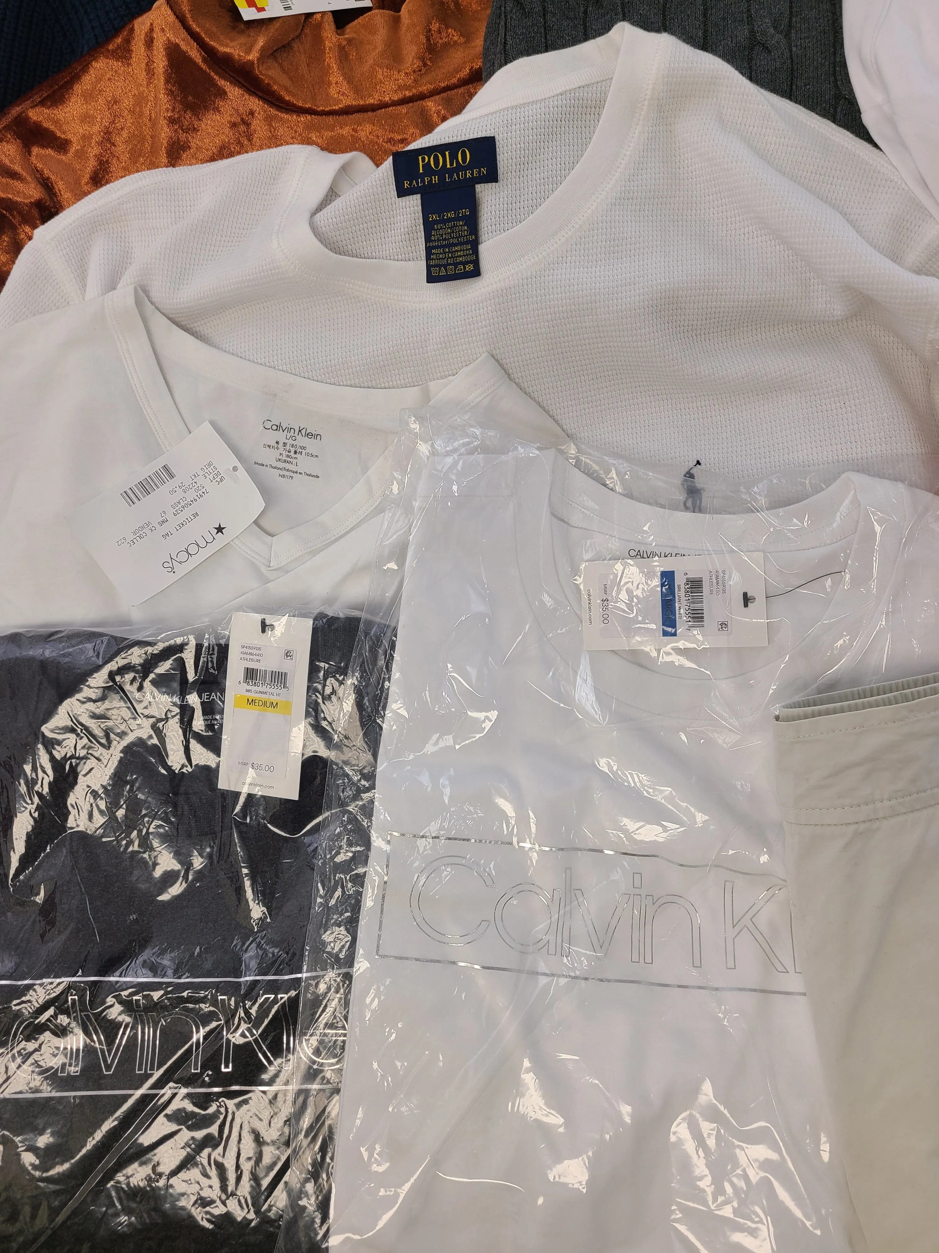 Men's Clothing Wholesale Lot POLO RALPH LAUREN, CALVIN KLEIN, DKNY, Tasso Elba, CLUB ROOM, ALFANI, IDEOLOGY and more, 25 Units, Shelf Pulls, MSRP $1,743