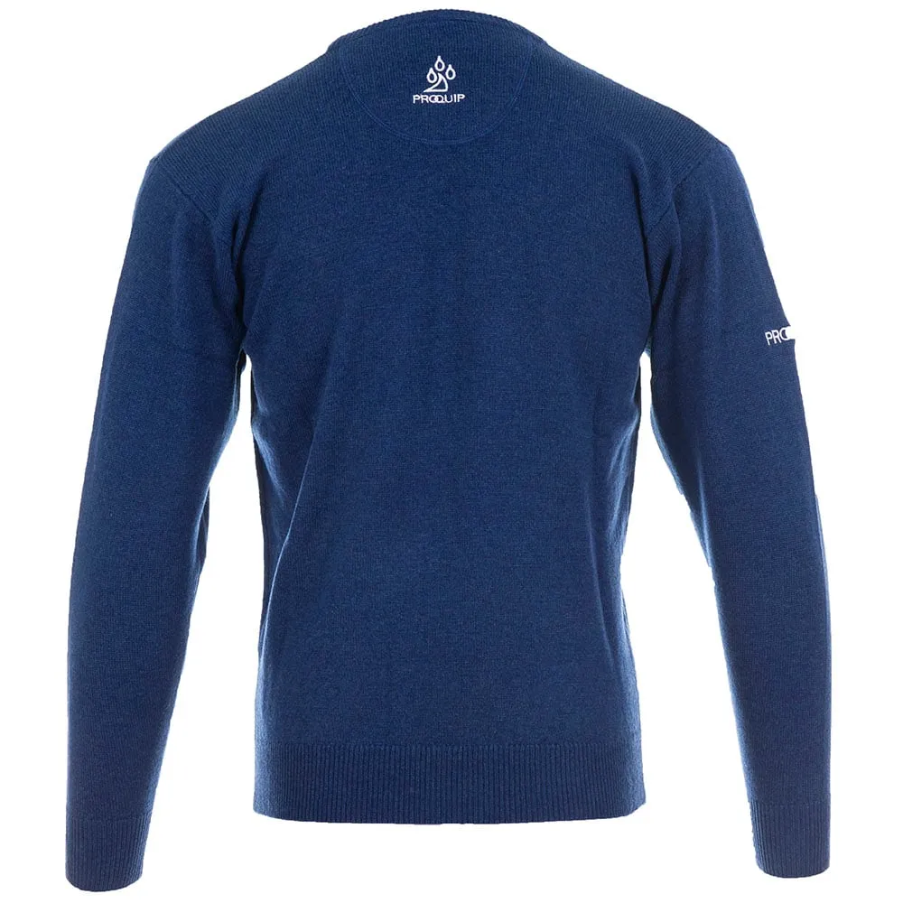 ProQuip Lambswool Water Repellent Crew Neck Golf Sweater - Mariner Blue