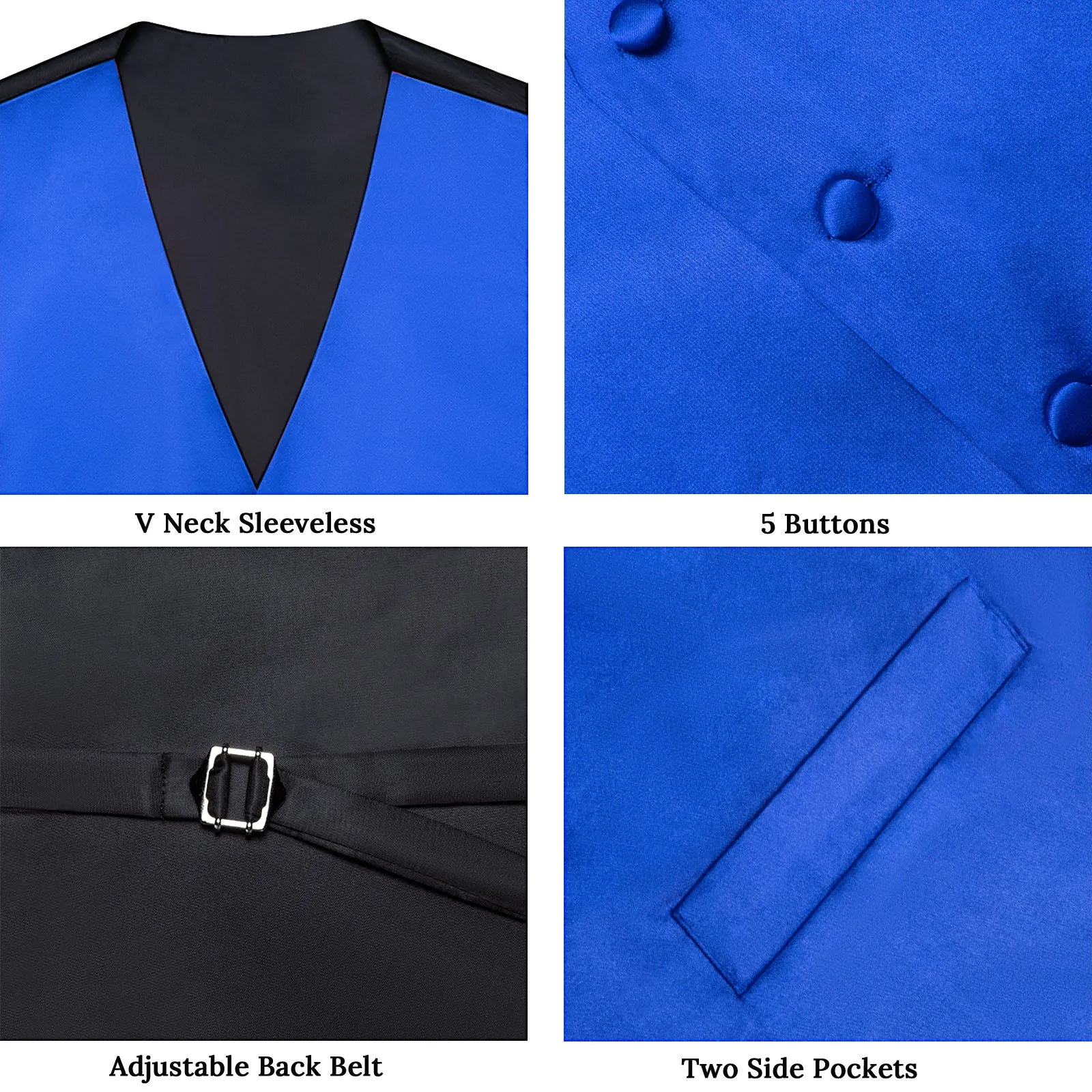 Satin Klein Blue Solid Men's Vest Tie Set