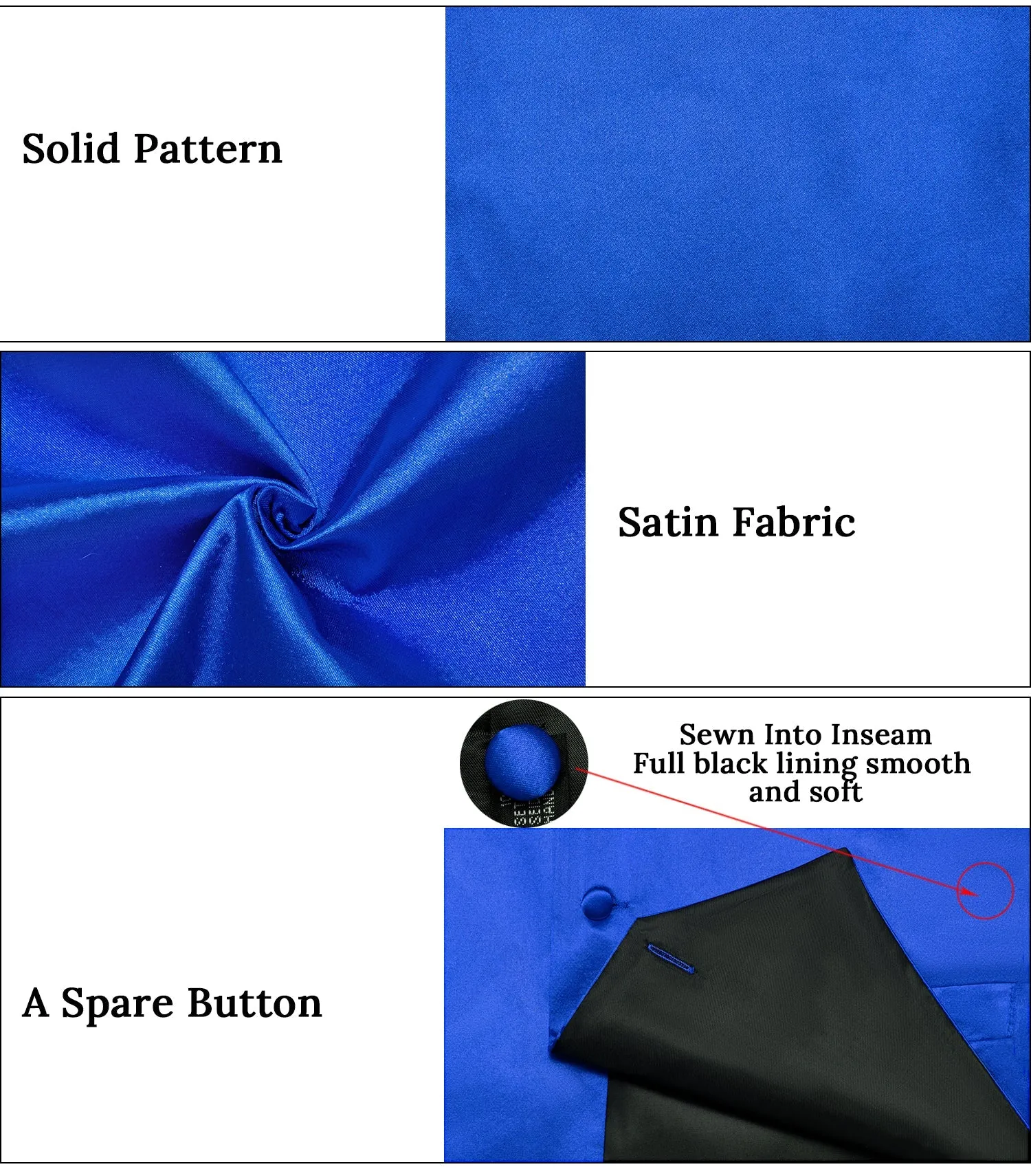 Satin Klein Blue Solid Men's Vest Tie Set