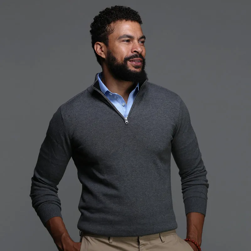 Semi-Spread Collar Polo Blue Houndstooth