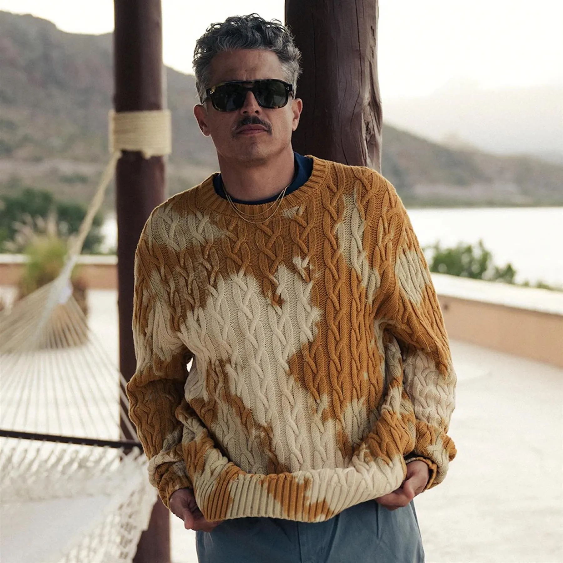 Shibori Cableknit Sweater Saffron - 2024