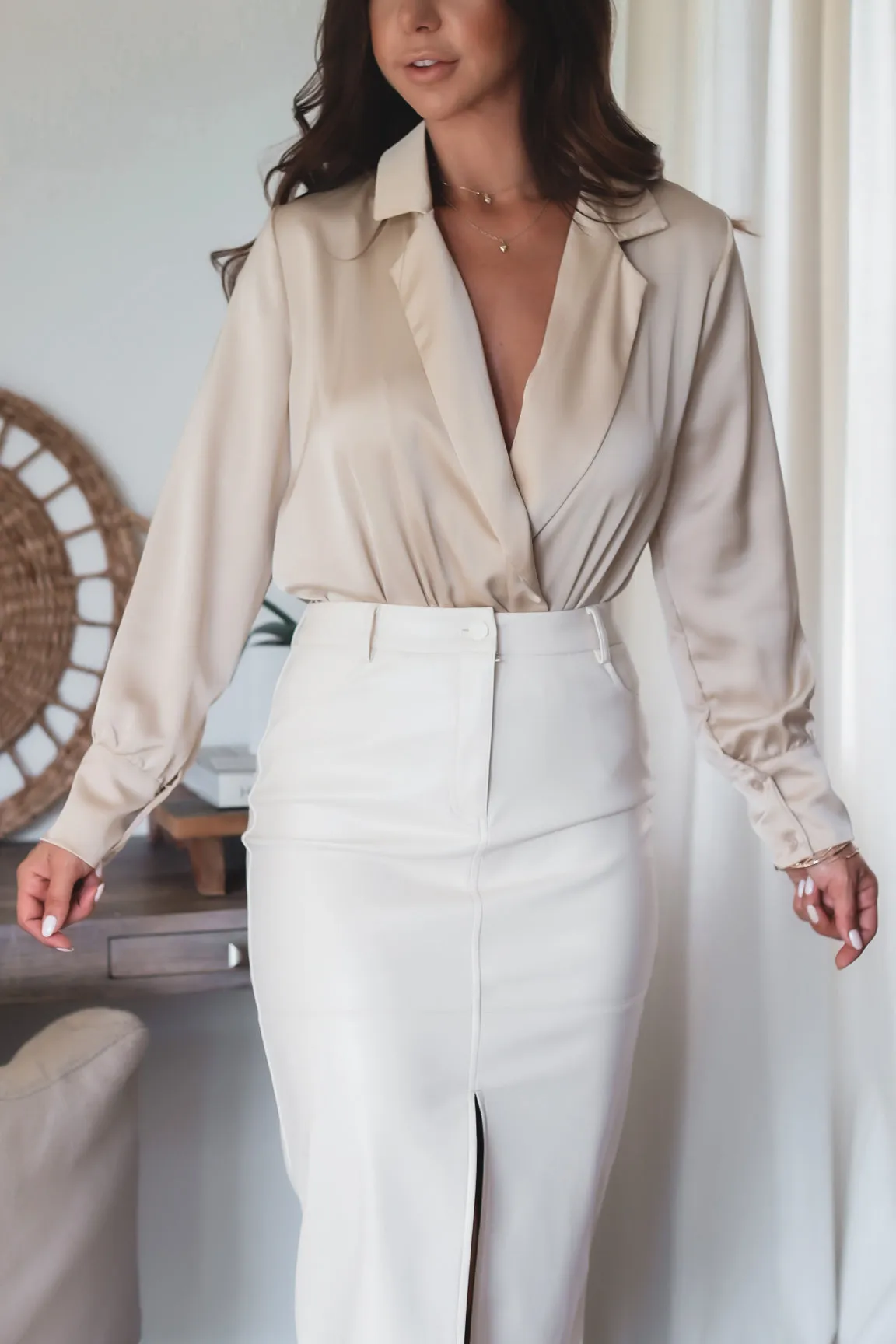 The Janelle Bodysuit- Beige