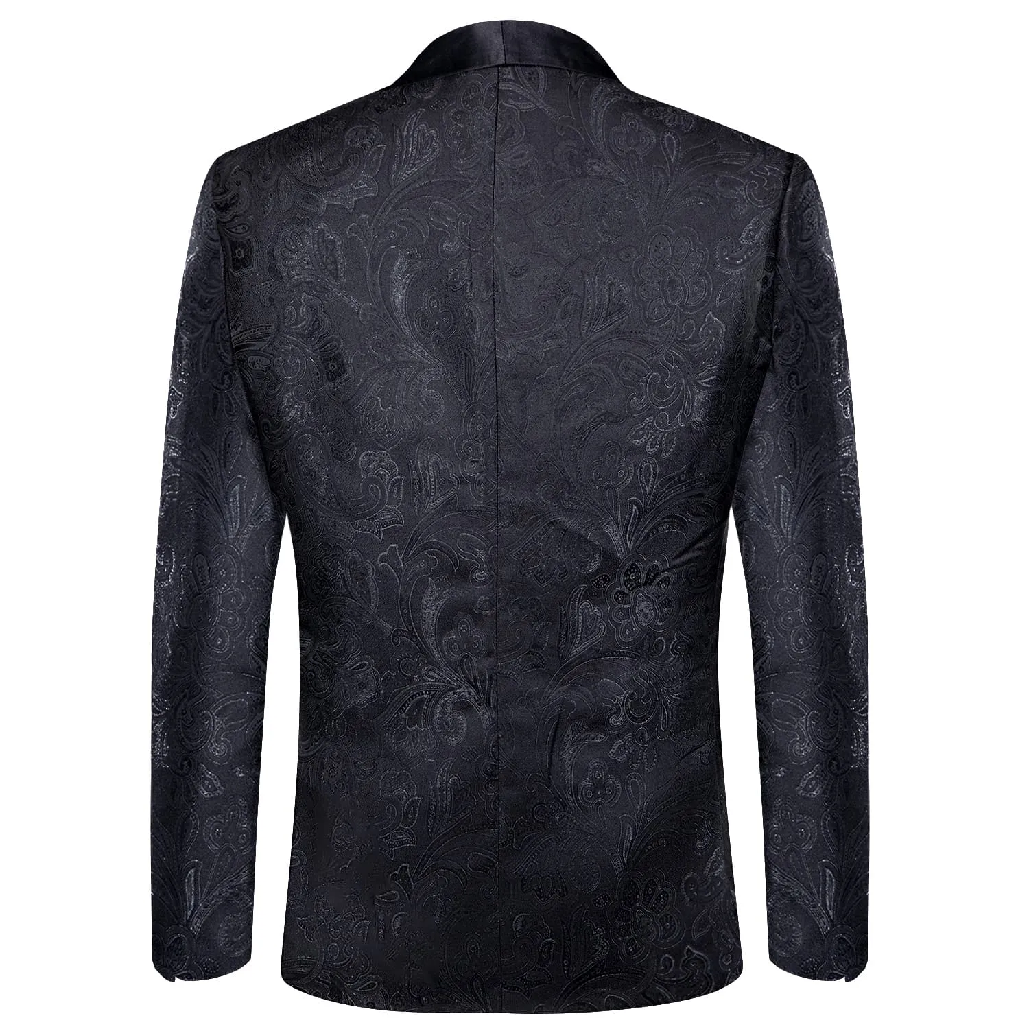 Ties2you Dress Suit for Men Oil Black Floral Jacquard Shawl Collar Suit