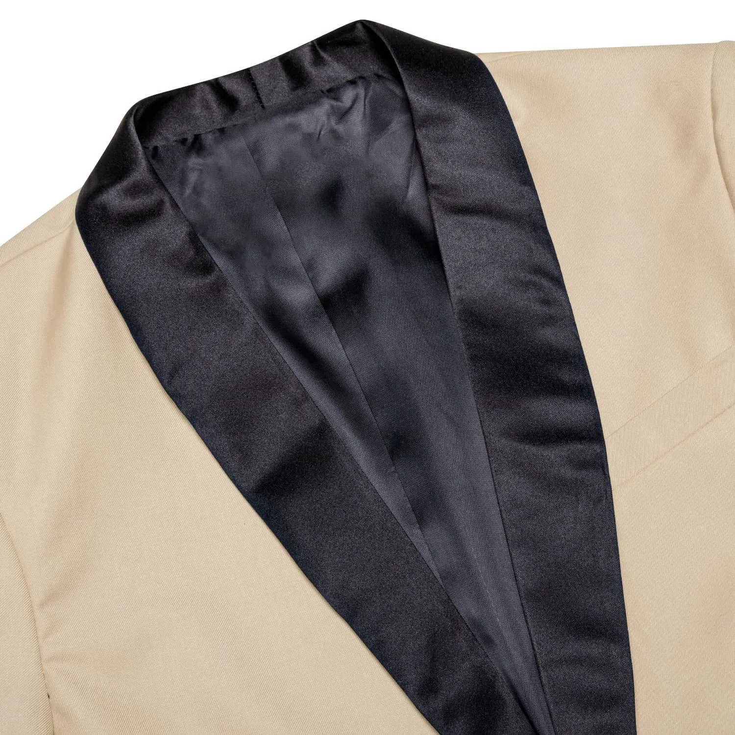 Ties2you Men's Suit Champagne Solid Shawl Collar Silk Suit for Wedding