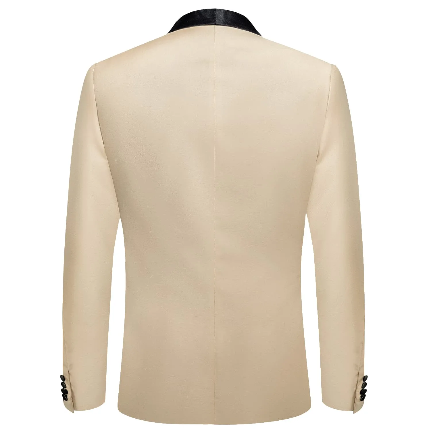 Ties2you Men's Suit Champagne Solid Shawl Collar Silk Suit for Wedding