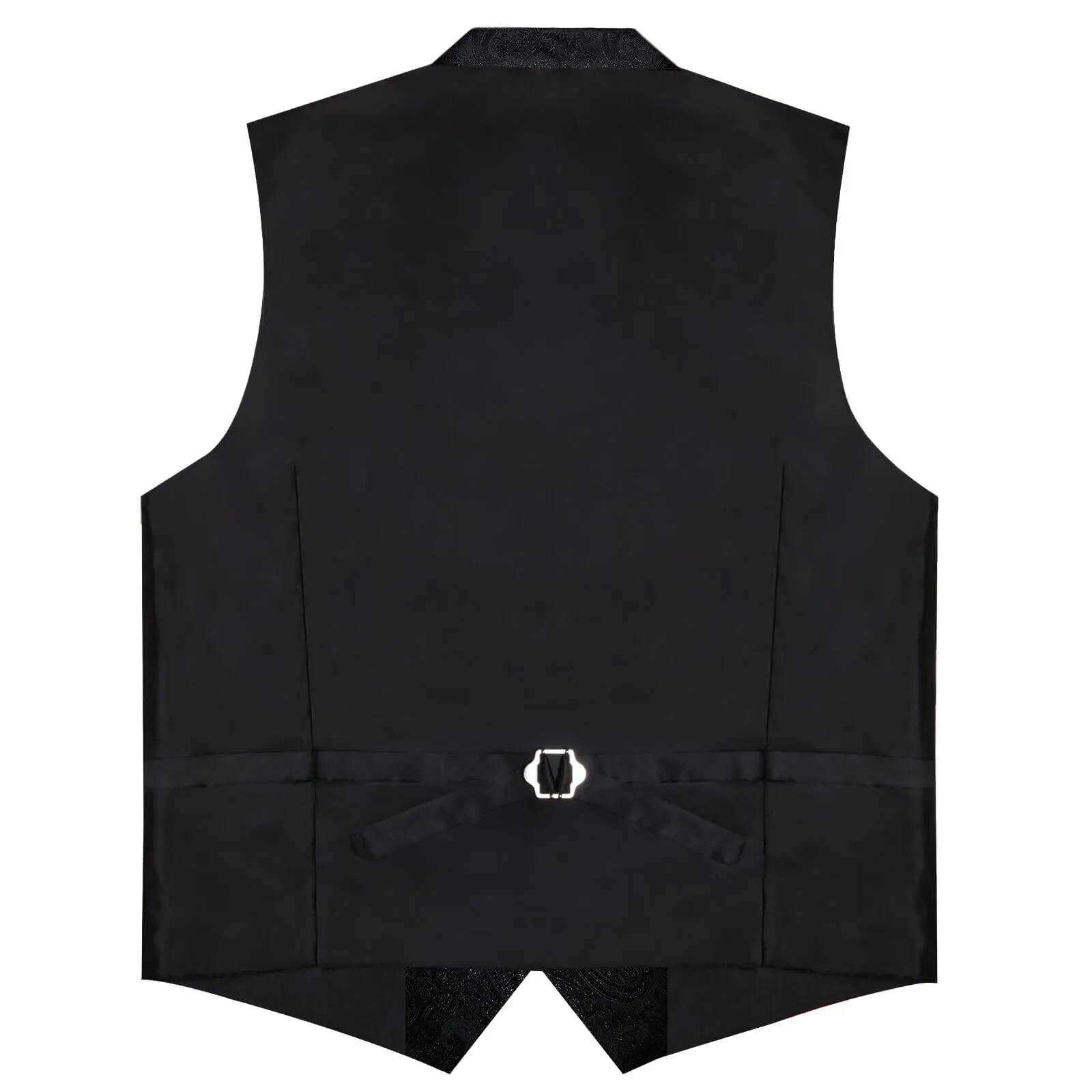 Ties2you Men's Vest Midnight Black Woven Paisley Silk Suit Vest Tie Set