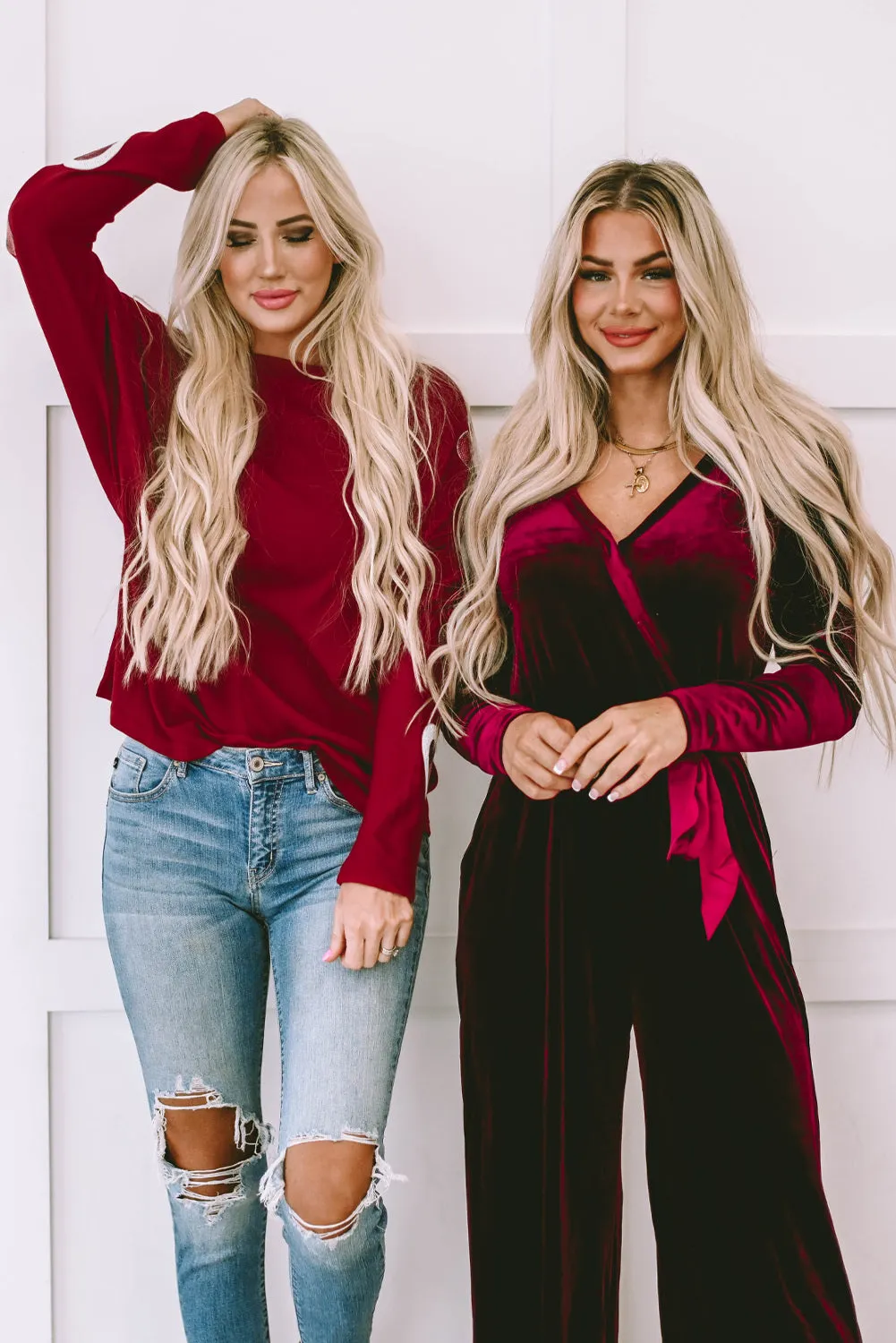 Women's Velvet Pocketed Cut out Back Wide Leg Jumpsuit